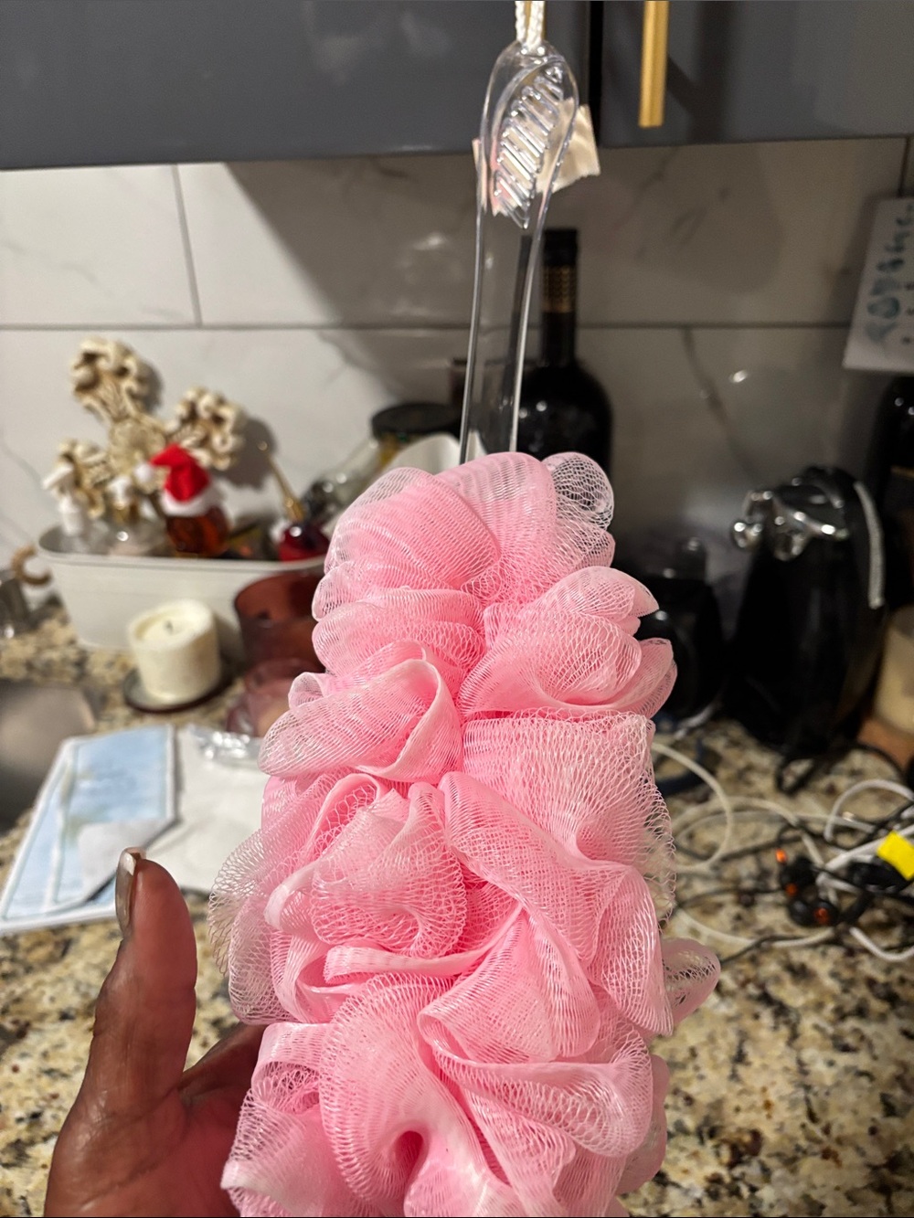Pink Shower Loofah Bath Pouf - Soft Exfoliating Mesh Sponge